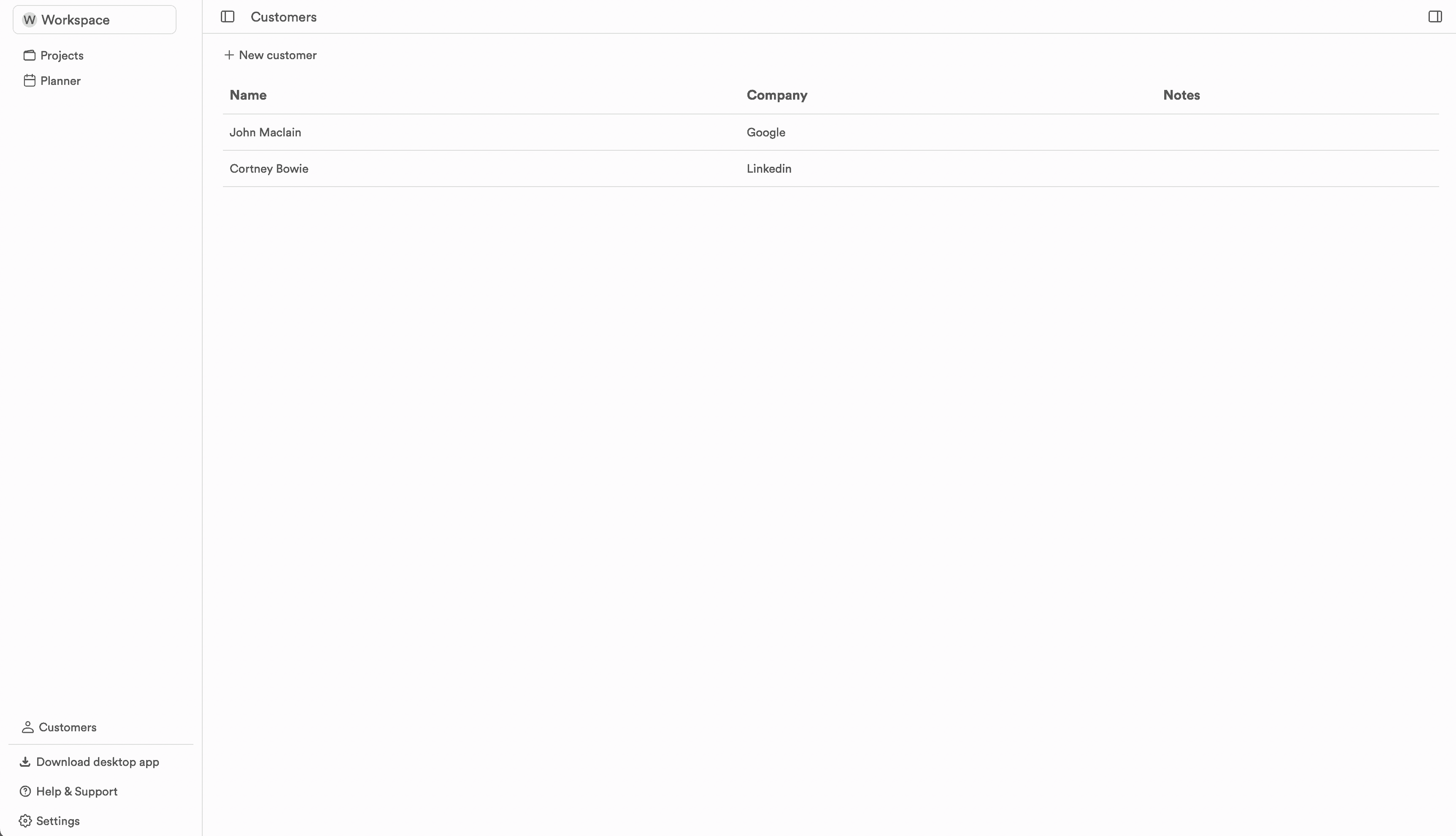 CRM in the ProjectBook app