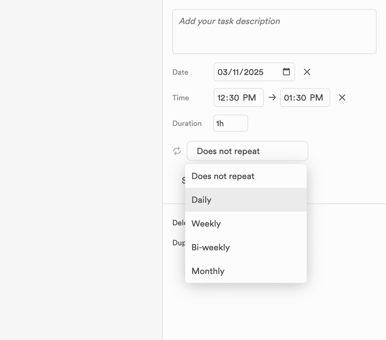 Recurring tasks in the ProjectBook app
